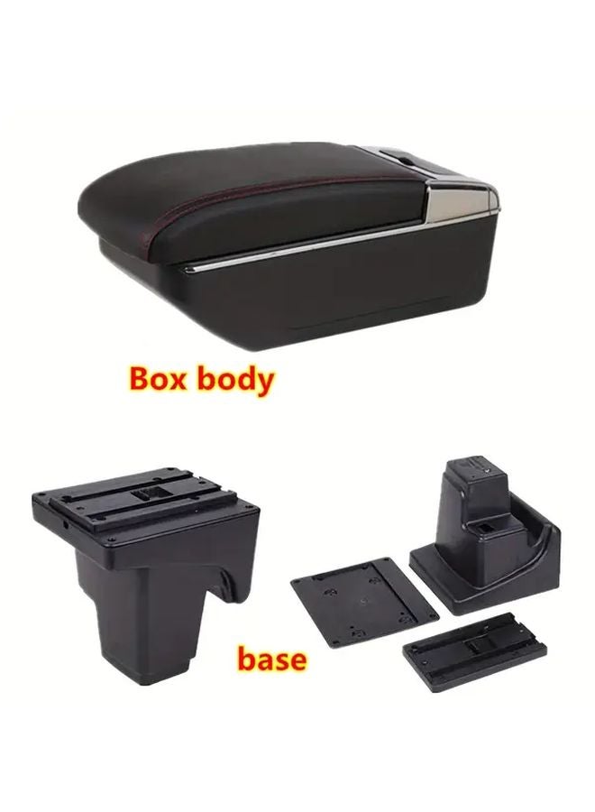 Ford Focus 3 Armrest Box Black Red Line No Drill Installation Sliding Panel Dual Layer Storage Rear Cup Holder - Image 5